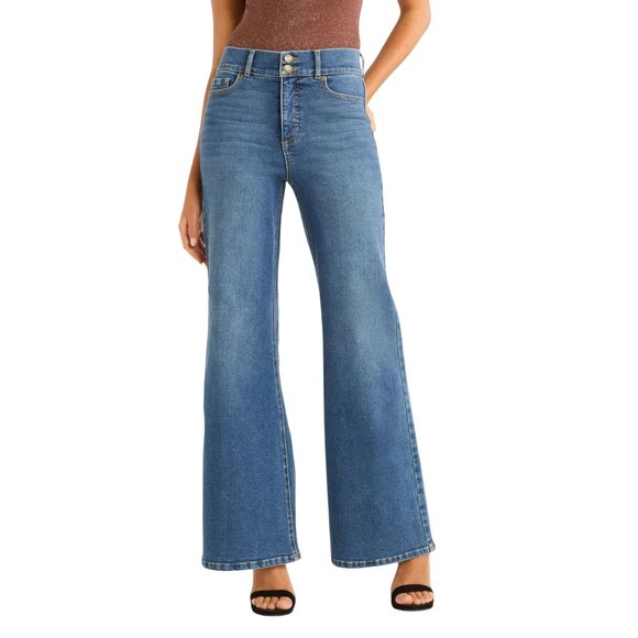 Sofia Vergara Jeans Super High Rise Wide Leg Margot Women's Size 2-18 Dark Blue - Picture 1 of 14